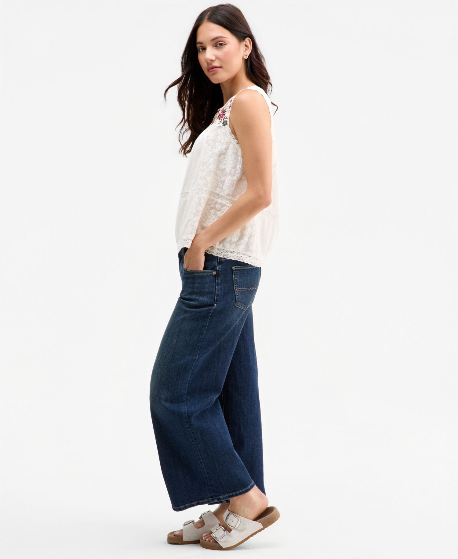 Women's Sweet Mid-Rise Wide-Leg Ankle Jeans