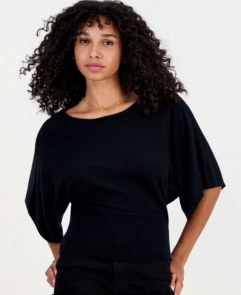 Женский свитер Hooked Up by IOT Juniors' Slouchy Wide-Sleeve, цвет: Чёрный