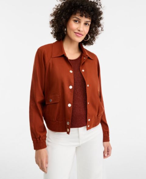 Женские куртки I.N.C. International Concepts Linen-Blend Bomber Jacket