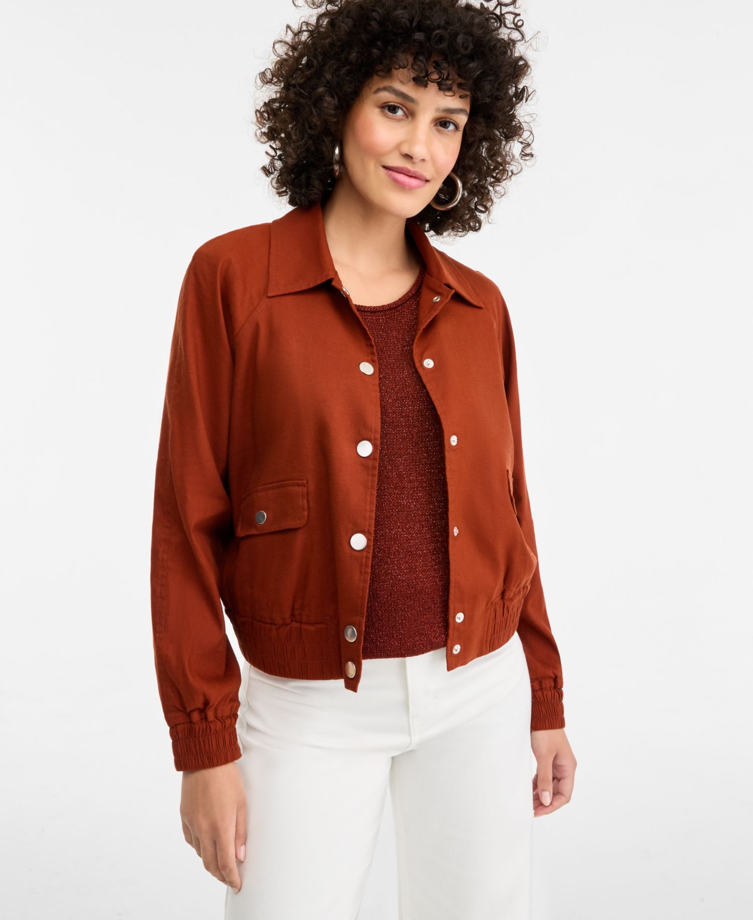 Women's Linen-Blend Bomber Jacket