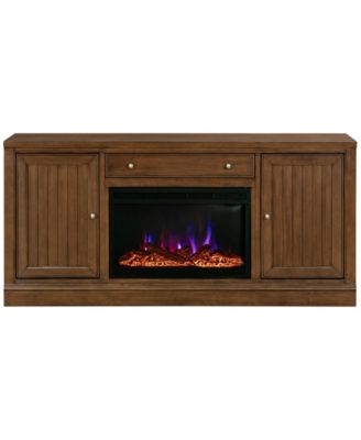 Amren 65" Wood 2 Door Console With Drawer And Fireplace