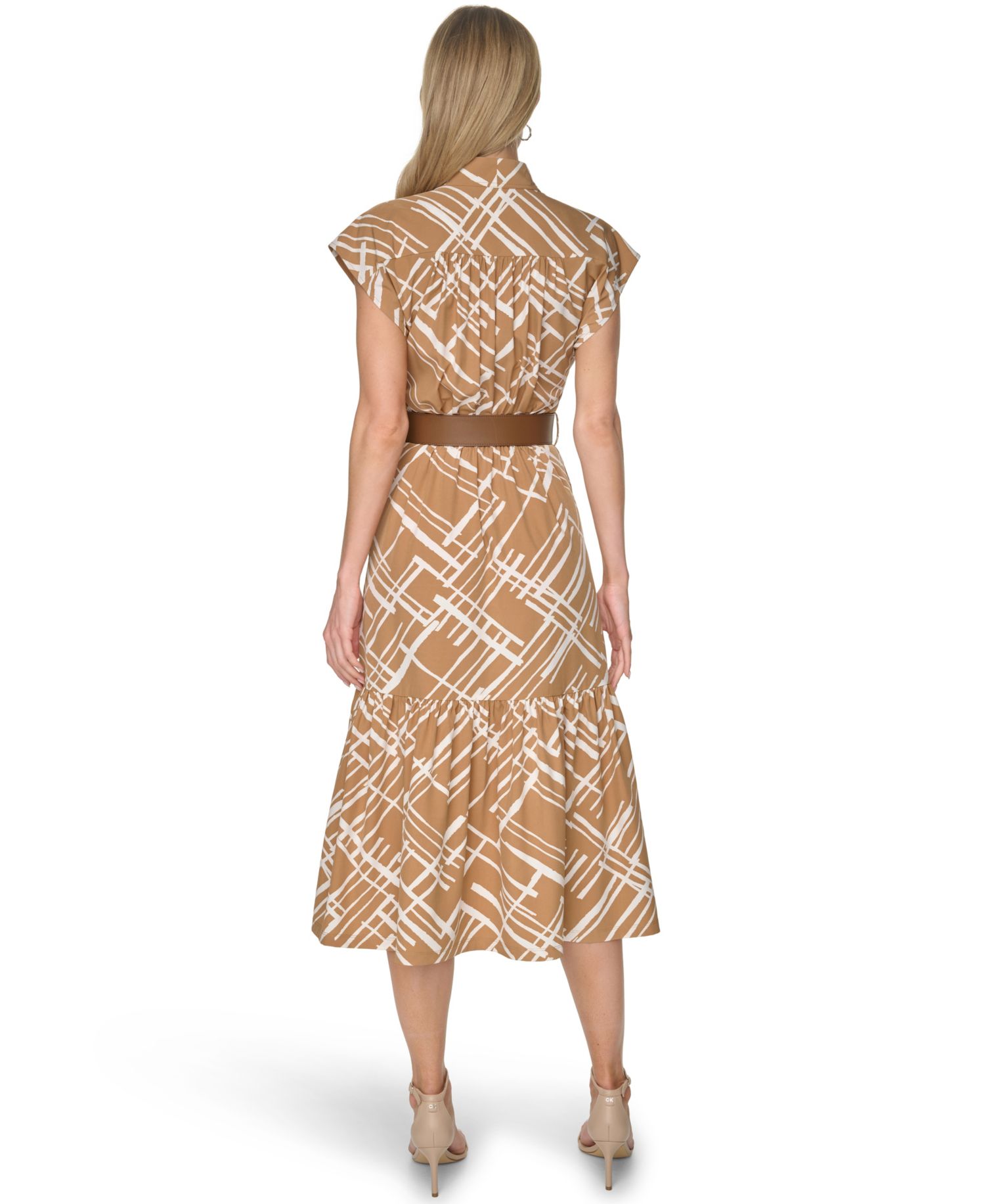 Women’s V-Neck Belted Midi Dress
