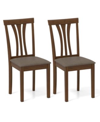 Set of 2 Linen Fabric Upholstered Dining Chairs with Solid Wood Frame
