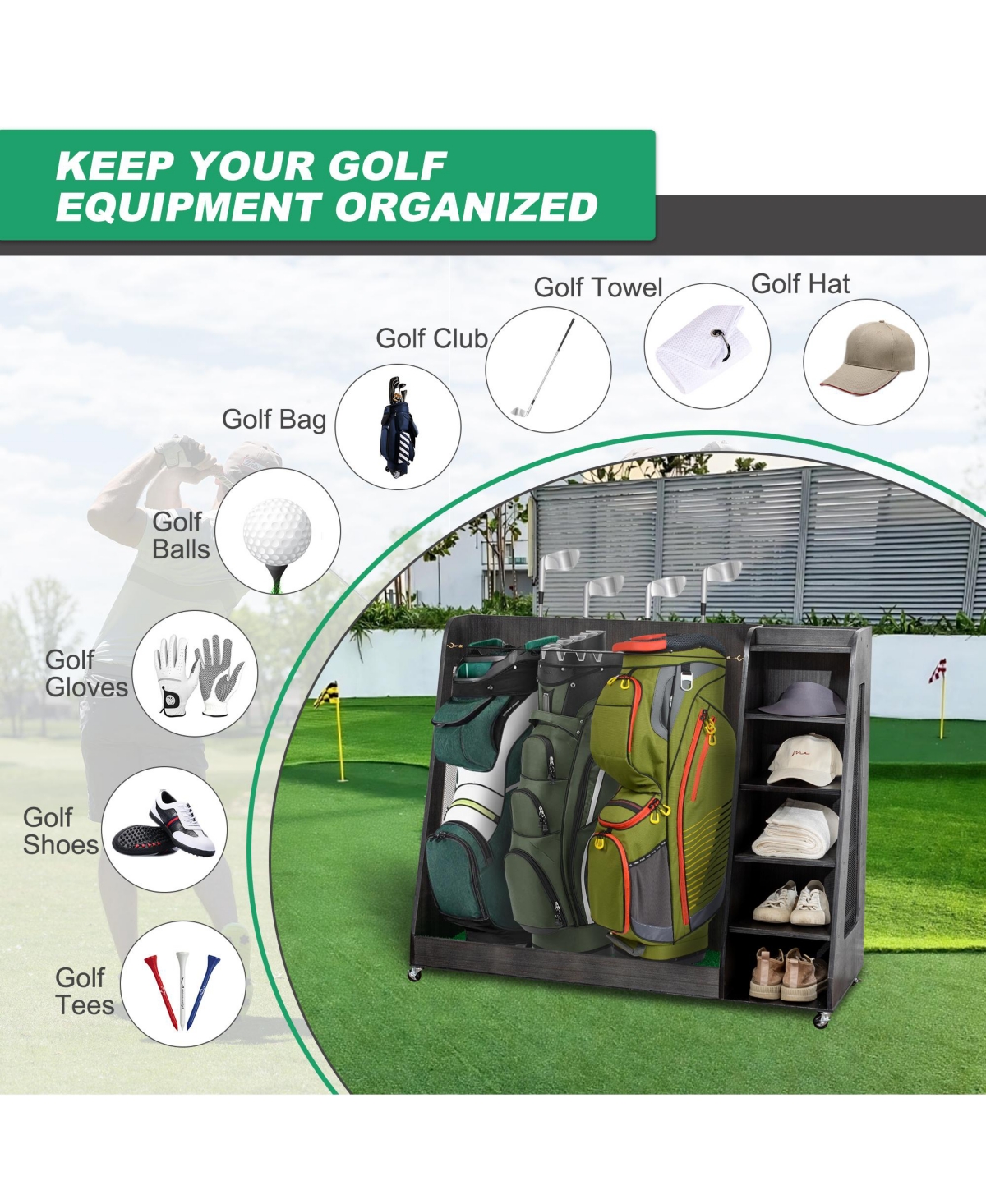 Rainsken Golf Bag Storage Rack