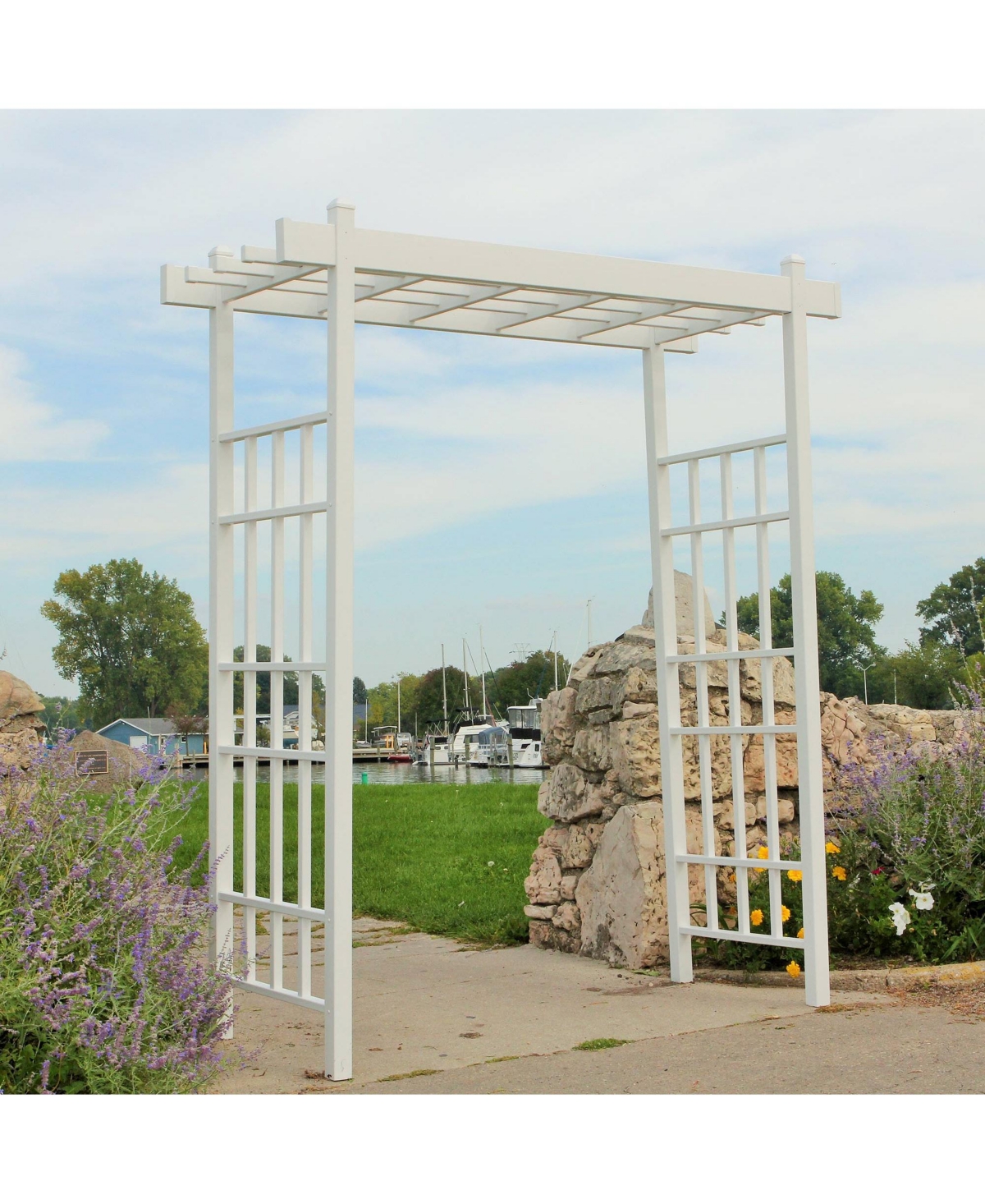 Dura-Trel Bakersfield 28 x 72 x 82 Inch Pvc Vinyl Outdoor Garden Patio Arbor