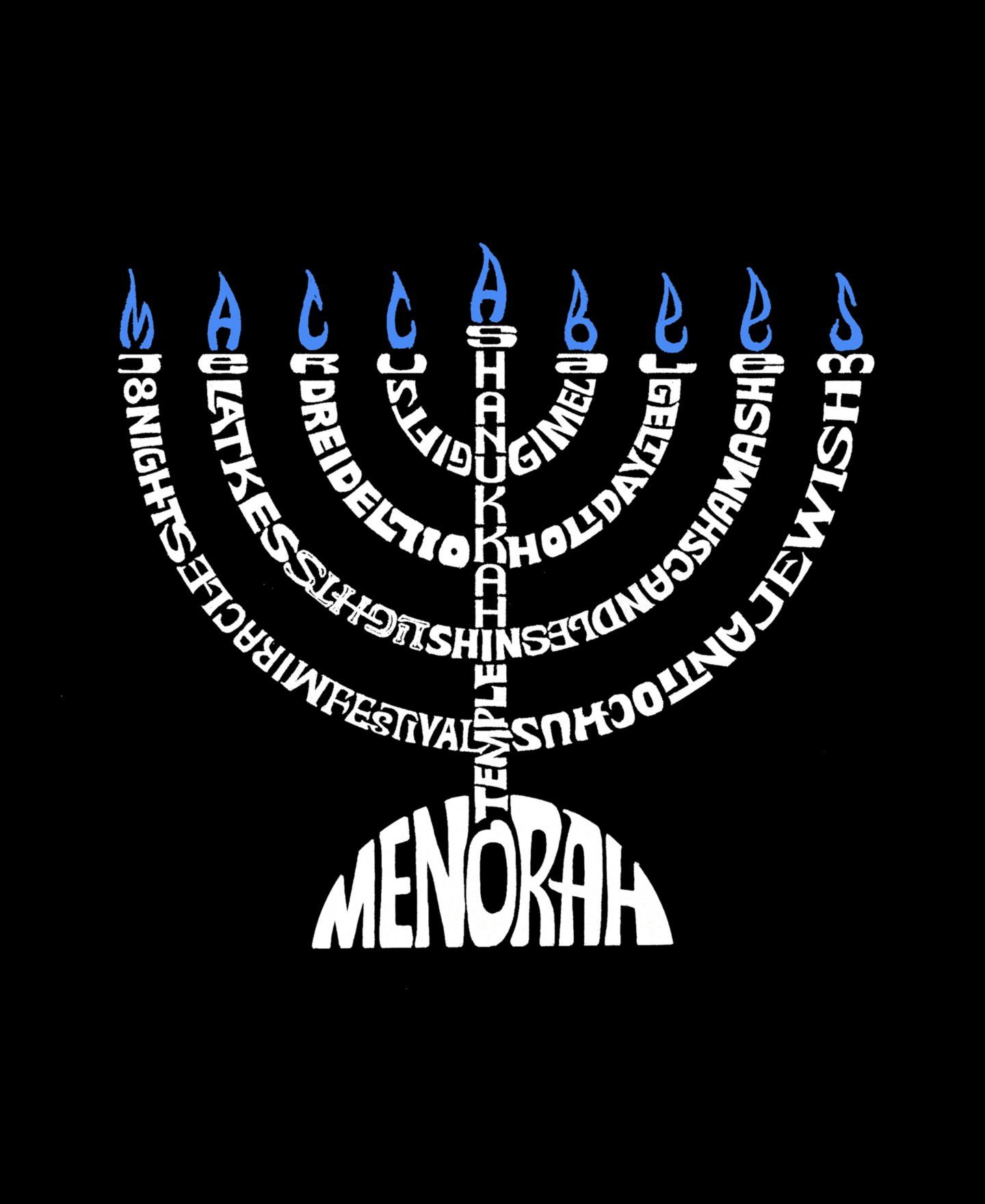 Мужской топ LA Pop Art Menorah Hanukkah Graphic, цвет: Чёрный — фото 4