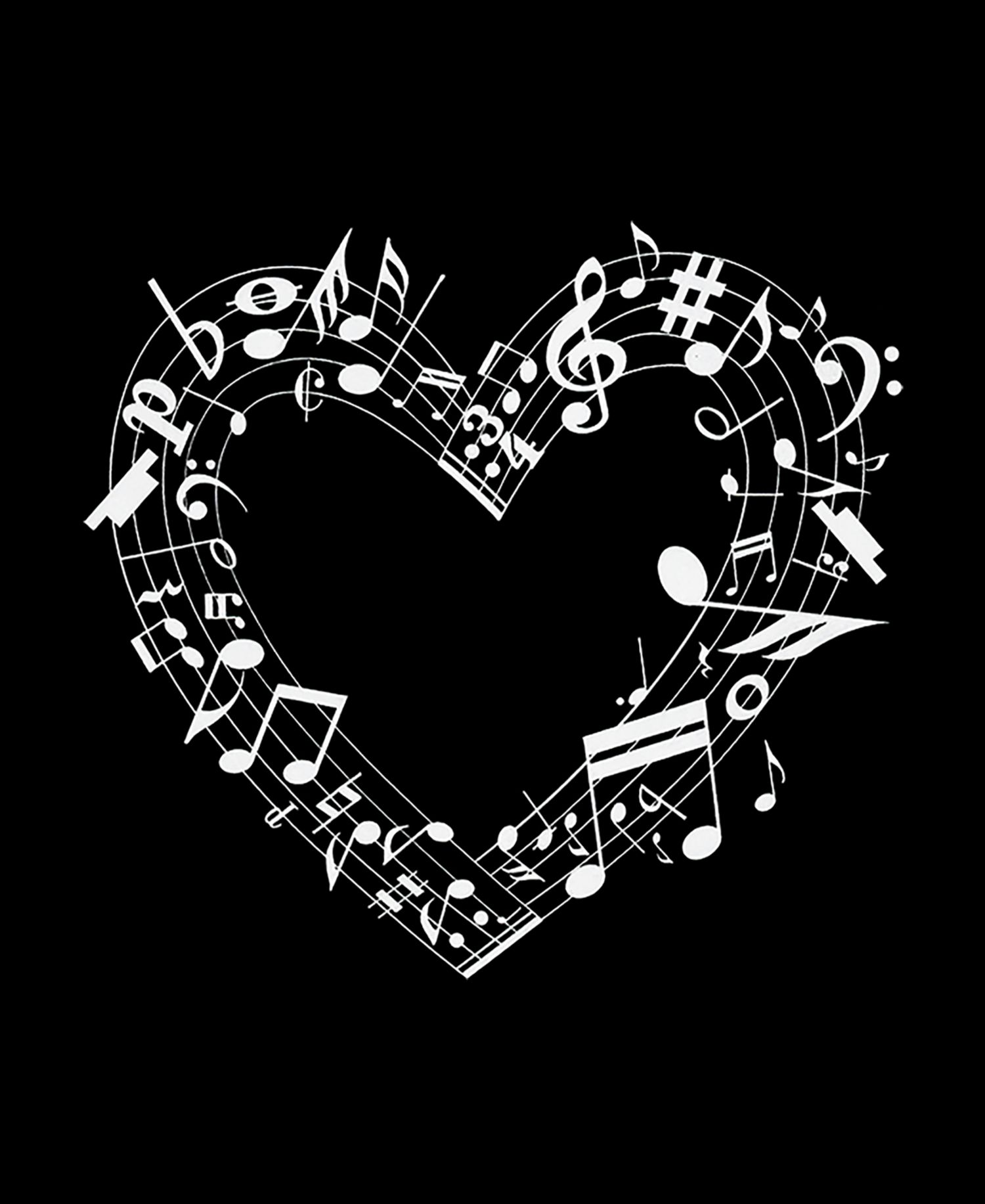 Men's Music Notes Heart Word Art Tank Top