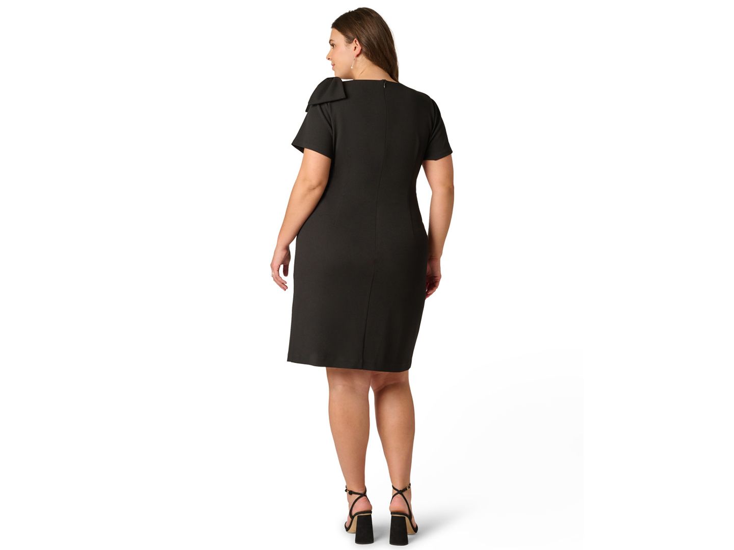 Женское платье Adrianna Papell Plus Size Crewneck Pleated Sheath, цвет: Чёрный — фото 5