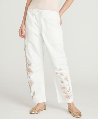 Women's Twyla Barrel Floral Embroidered Jeans