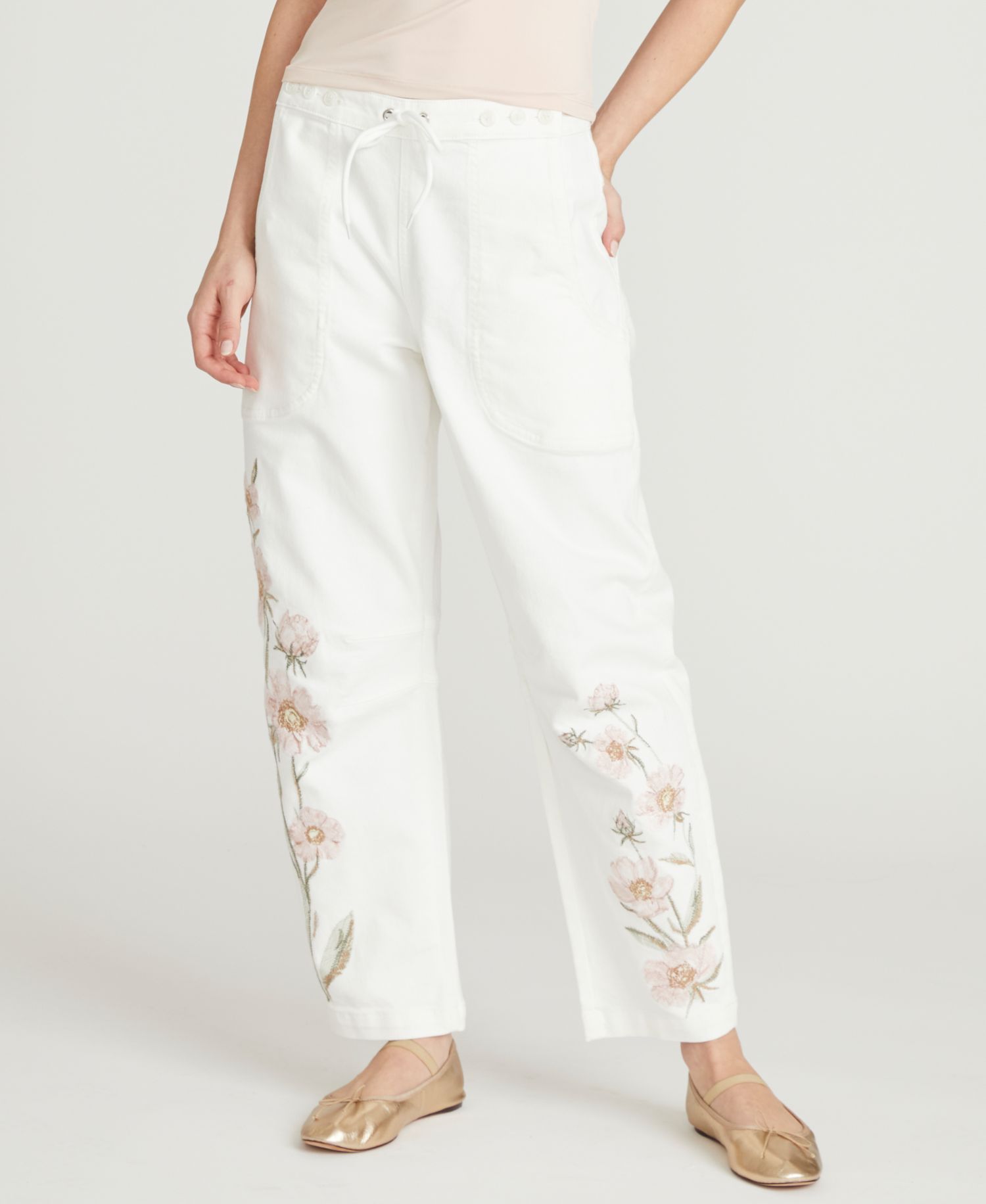 Women's Twyla Barrel Floral Embroidered Jeans