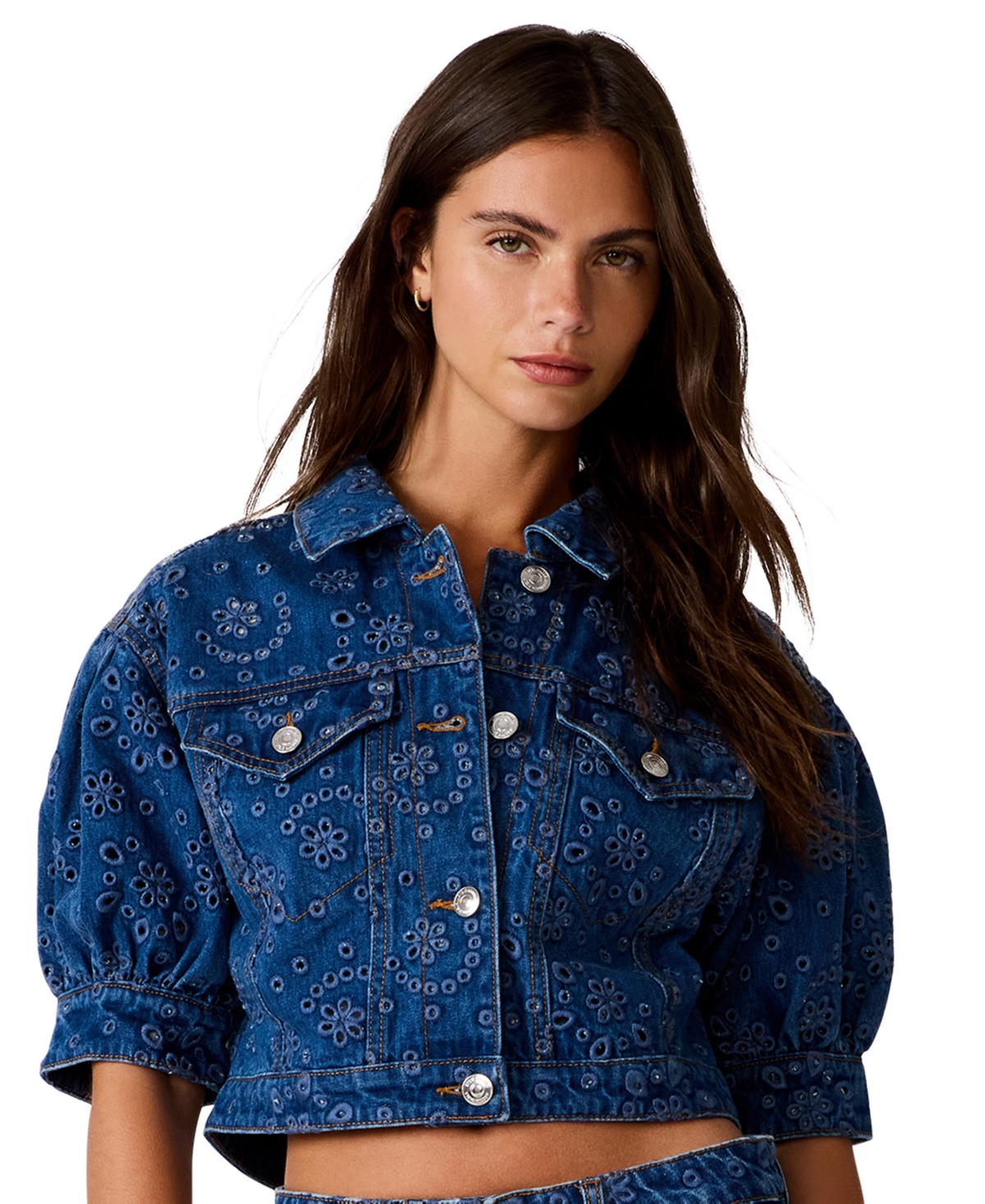 Steve Madden Women's Serafina Puff-Sleeve Denim Jacket