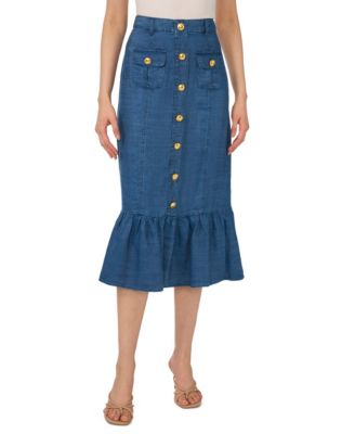 Women's Button-Down Denim Midi Skirt
