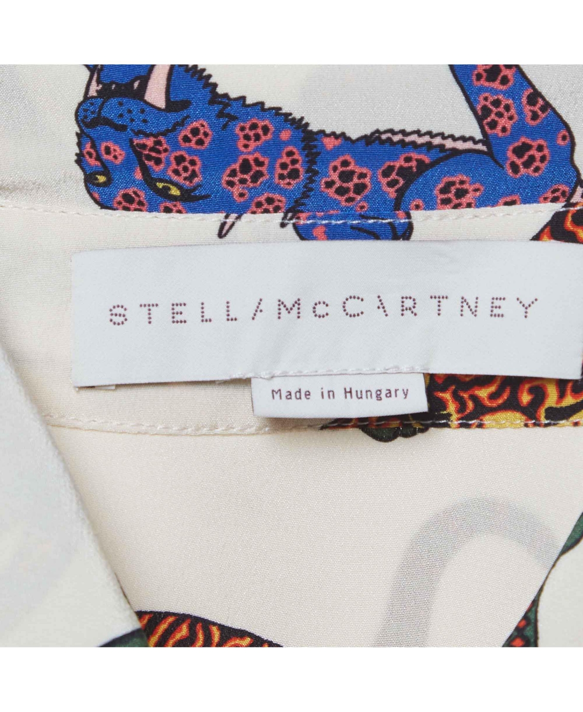 Pre-Owned Stella Mccartney Women's Cat Print Silk Long Sleeve Shirt