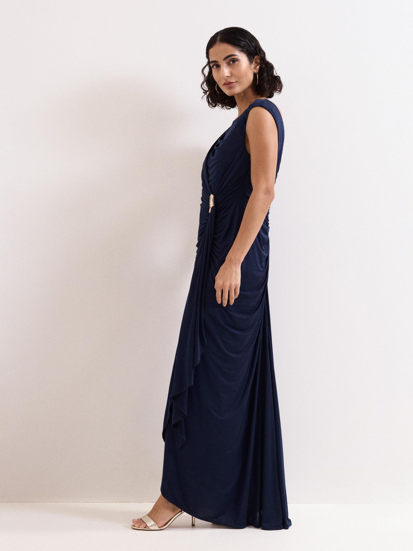 Женское платье Phase Eight Donna Ruched Detail Maxi, цвет: Тёмно-синий — фото 6