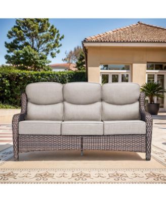 3-Seat PE Rattan Patio Sofa with 6-Inch Thick Cushions and High-Back Design, Outdoor Wicker Couch
