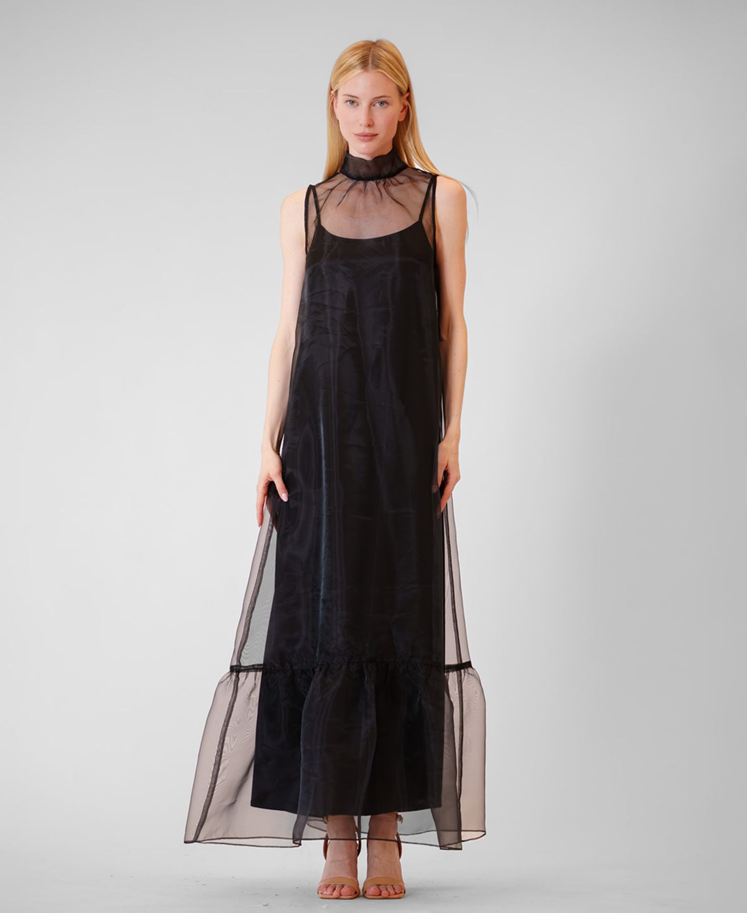 Women's High-Neck Overlay Dress
