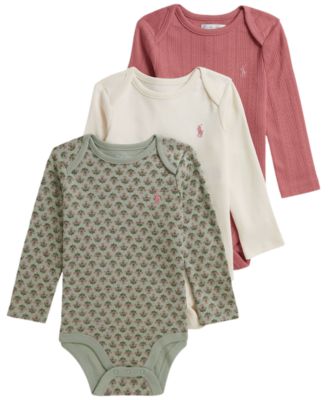 Polo Ralph Lauren Baby Girls Long-Sleeve Bodysuit 3-Pack - Rosemund Garden 75$