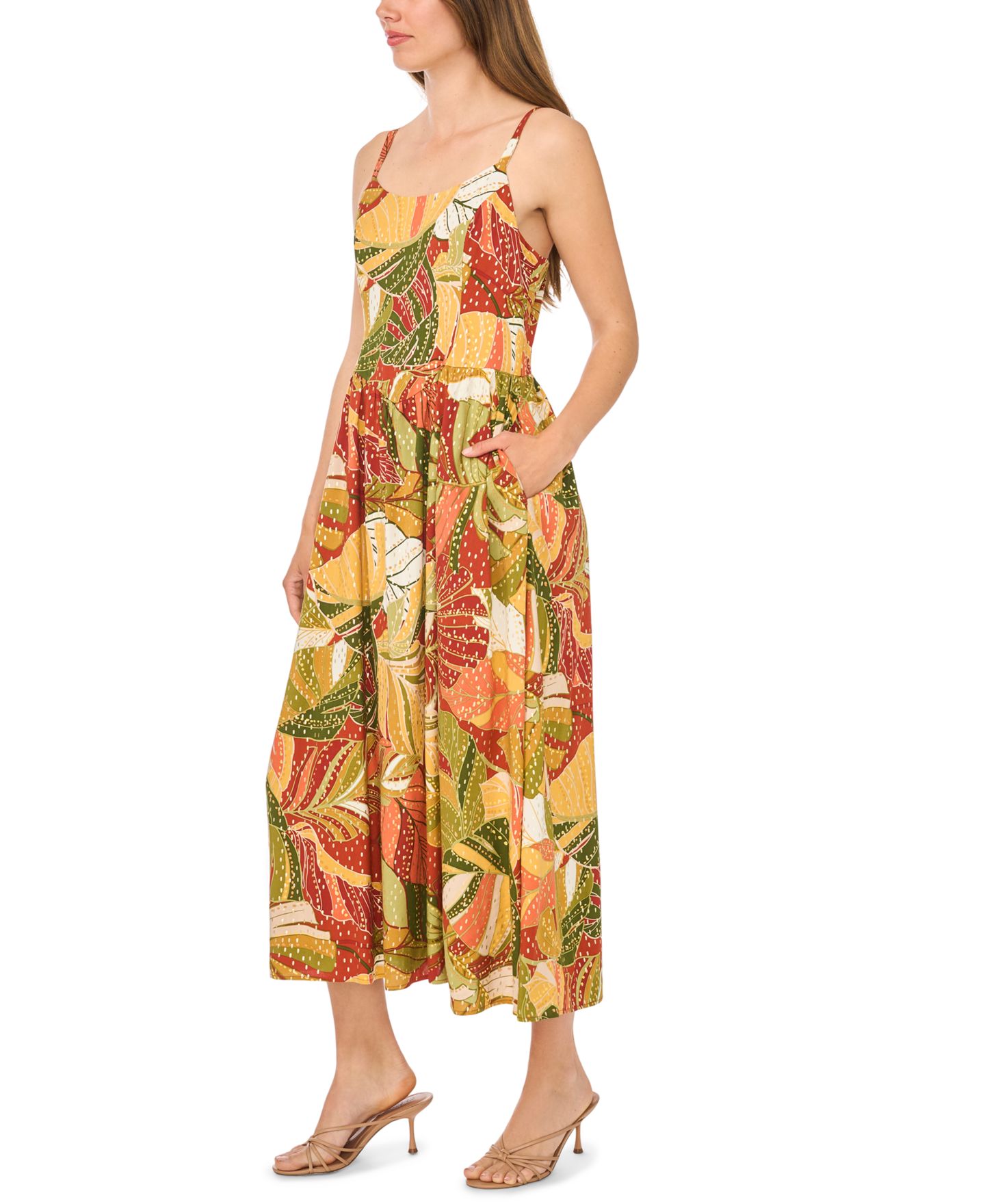 Женское платье MSK Floral Challis Smocked Maxi, цвет: Мягкий кремовый — фото 4