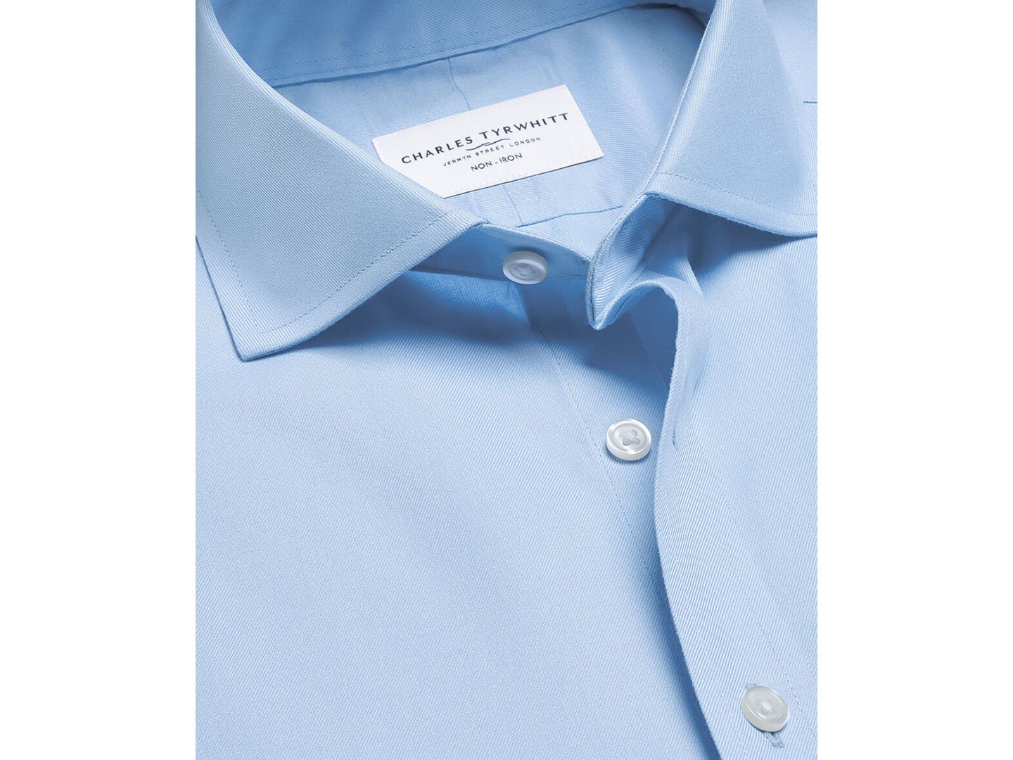 Мужская рубашка Charles Tyrwhitt Slim-Fit Twill Weave Dress Shirt, цвет: Светлый пастельный синий — фото 4