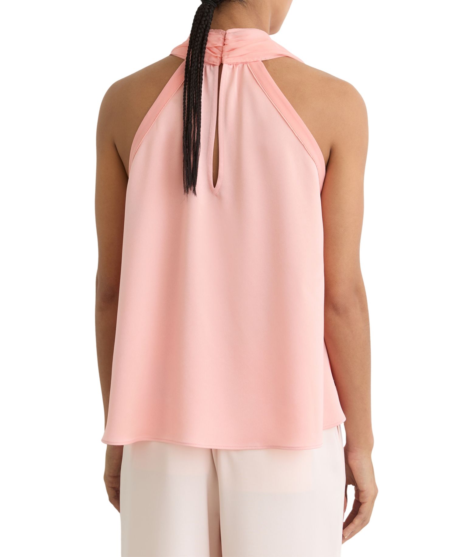 Women's Andrea Satin Sleeveless Scarf-Neck Top