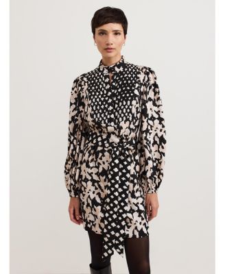 Women's Dolly Mandarin Collar Mini Shirt Dress