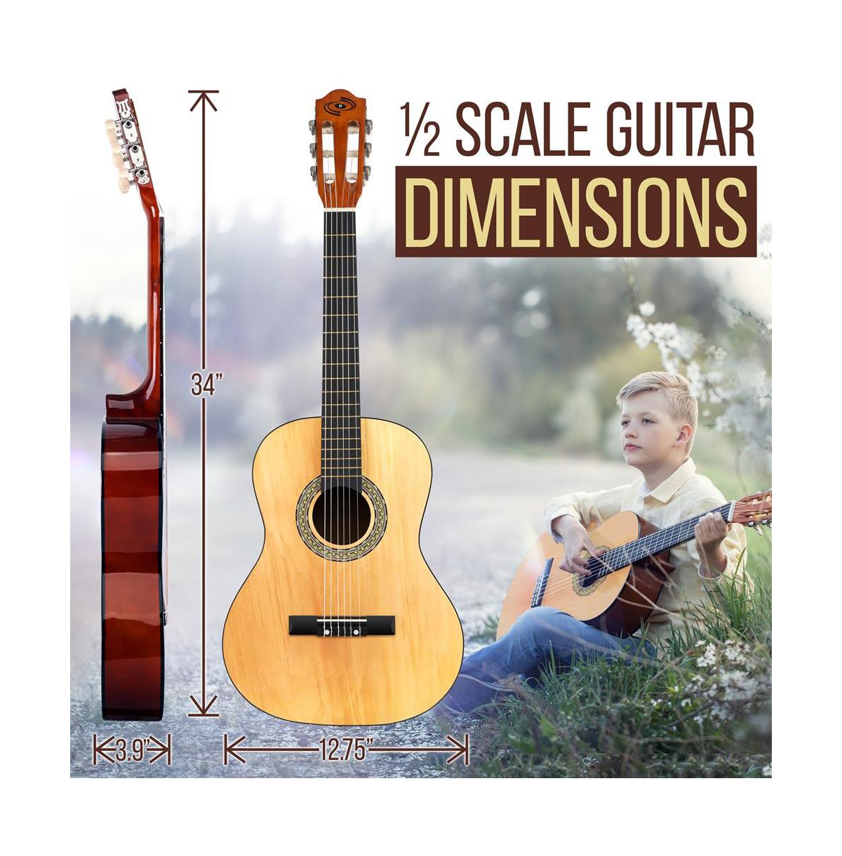Pyle 34" Classical Guitar Kit - Includes Digital Tuner, Gig Bag, and Accessories (PGACLS40)
