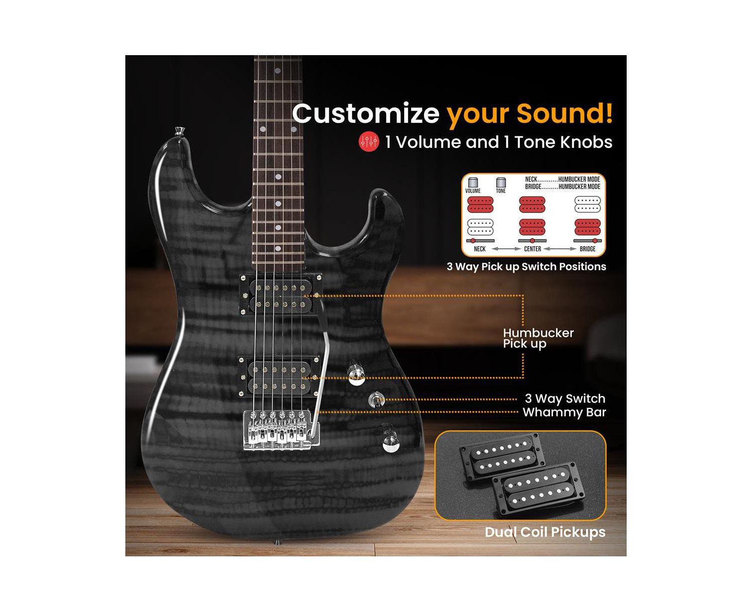 6-String Electric Guitar Kit- Includes Amplifier with Accessory Kit