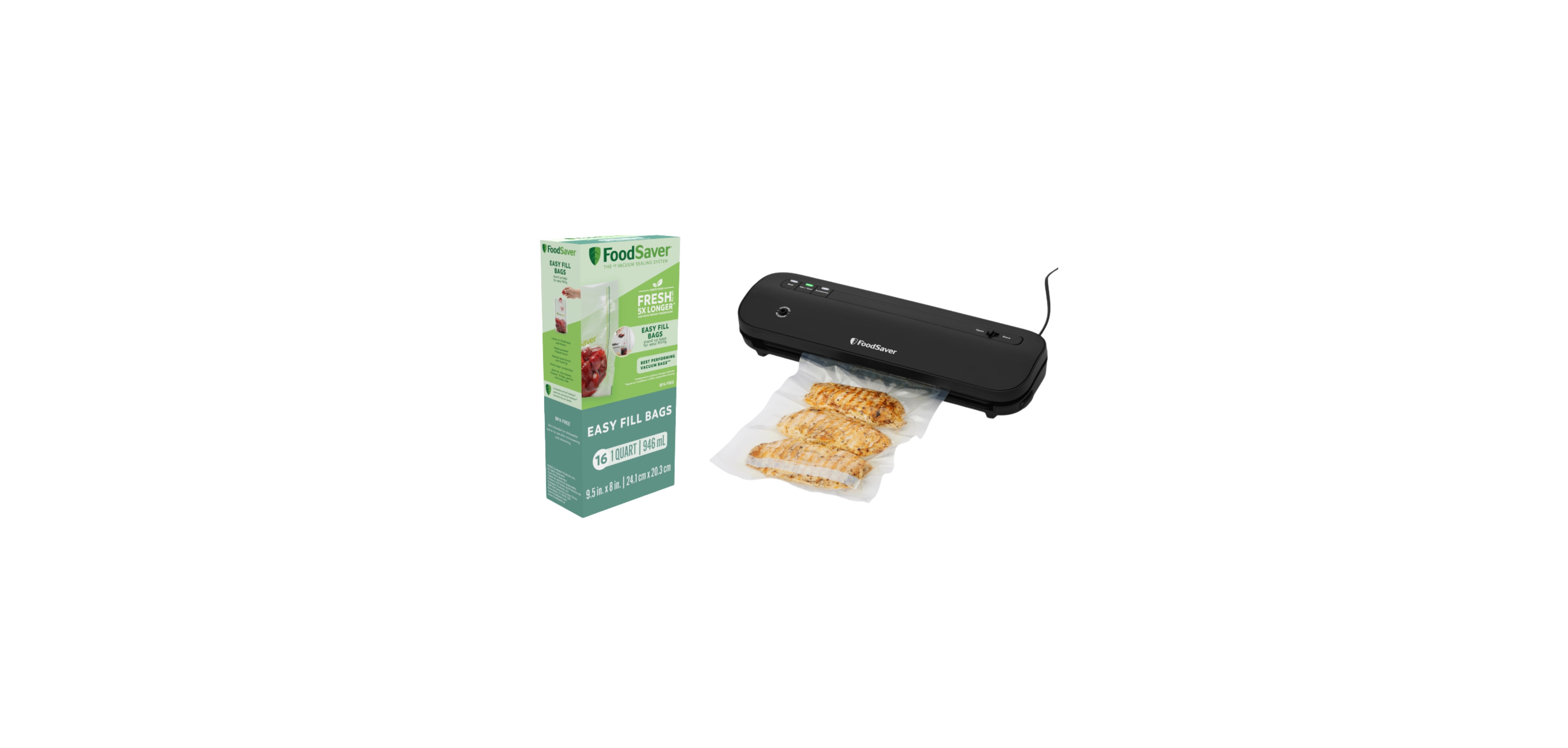 FoodSaver VS1210 Space Saving Vacuum Sealing System with 1-Quart Vacuum Sealer Bags
