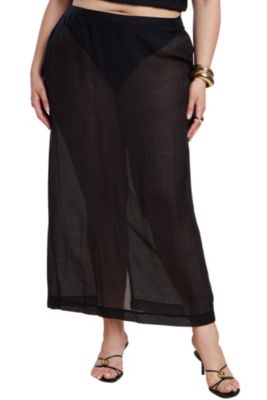 Women's Plus Size Sheer Printed Organza Skirt