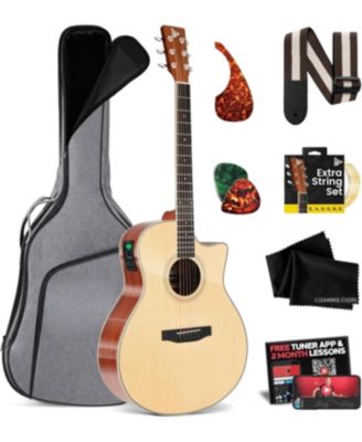 41" Electric Acoustic Guitar Kit - Full Size Dreadnought Cutaway with Spruce Top, Gig Bag, Strap, Picks and Extra Steel Strings