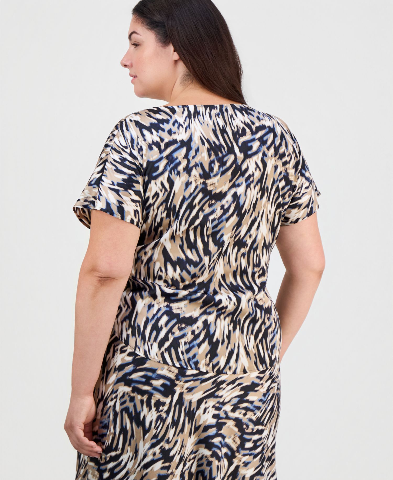 Plus Size Boat-Neck Short-Sleeve Top