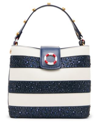 Ahoy, Gorgeous Rhinestone Stripe Mini Bucket Handbag