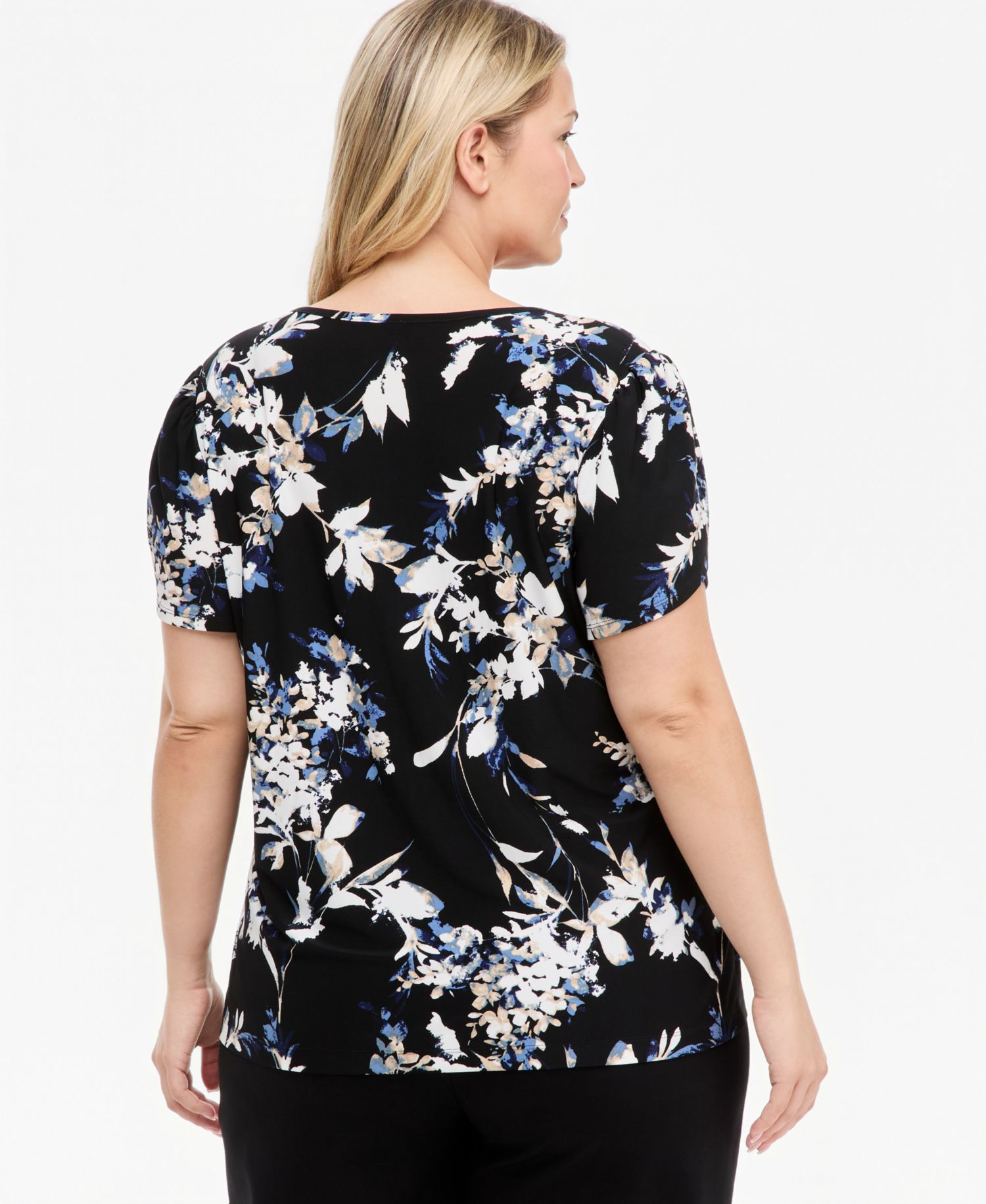 Plus Size Tuli Floral Tulip-Sleeve T-Shirt