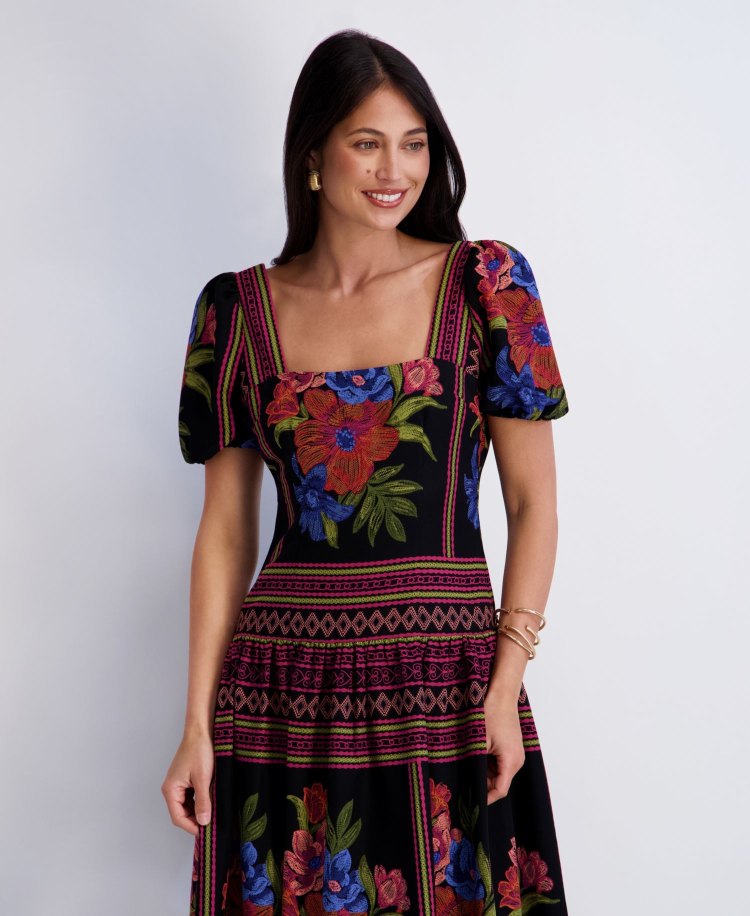 Women's Square Neck Printed Dress