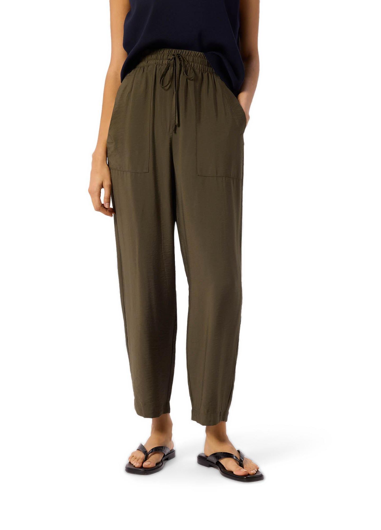 Женские шорты Whistles Linen Elasticated Short, цвет: Тёмный зелёный — фото 3