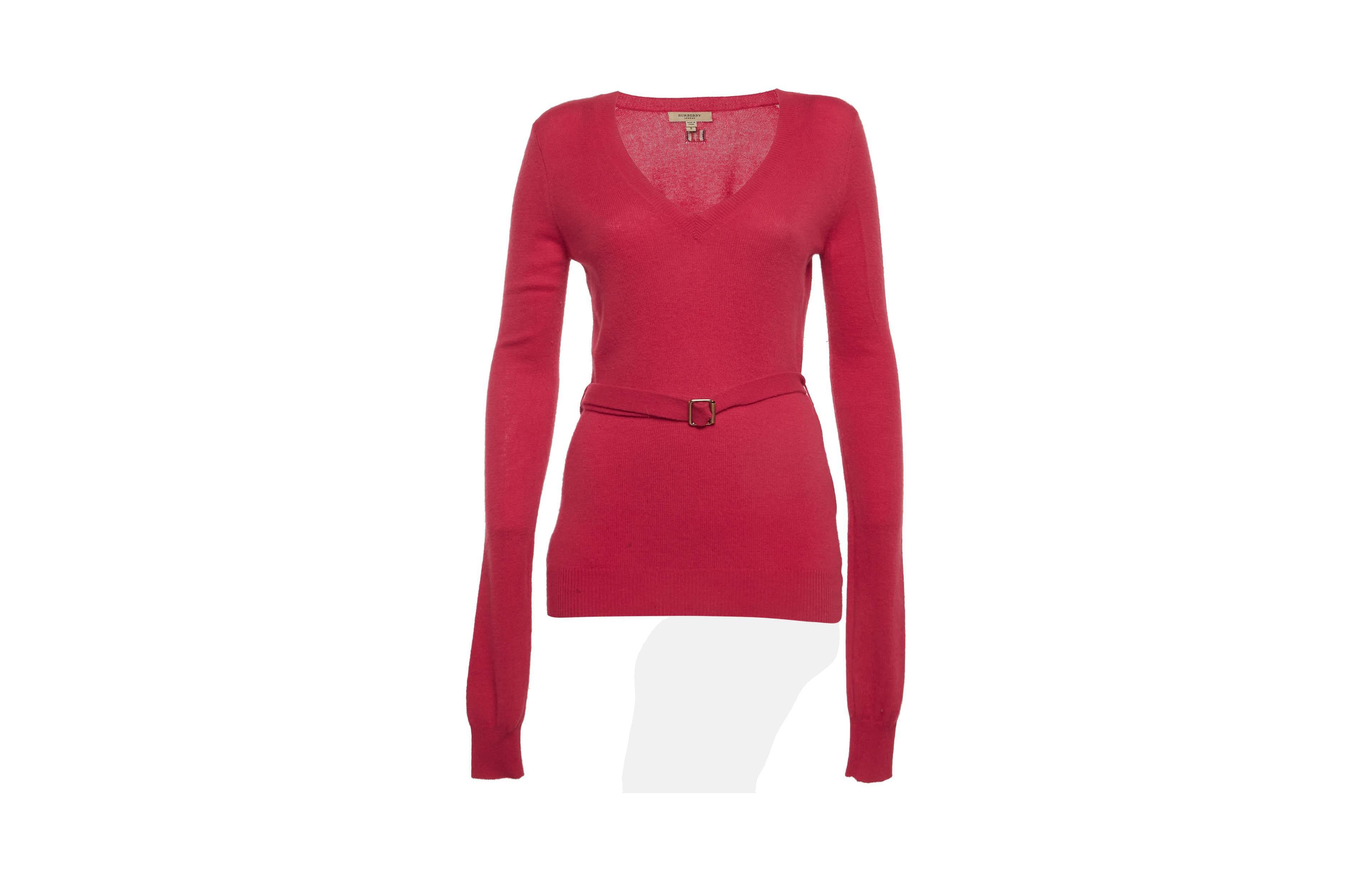 Pre-Owned Burberry Women's Knit Cashmere Belted Sweater