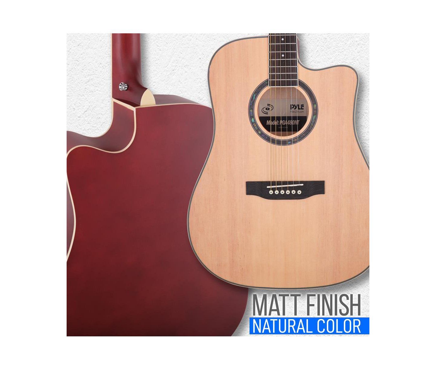 Детские игрушки Pyle 41" Acoustic Guitar Kit with Cutaway Body, Accessory Pack - Natural Finish, PGA480NT — фото 6