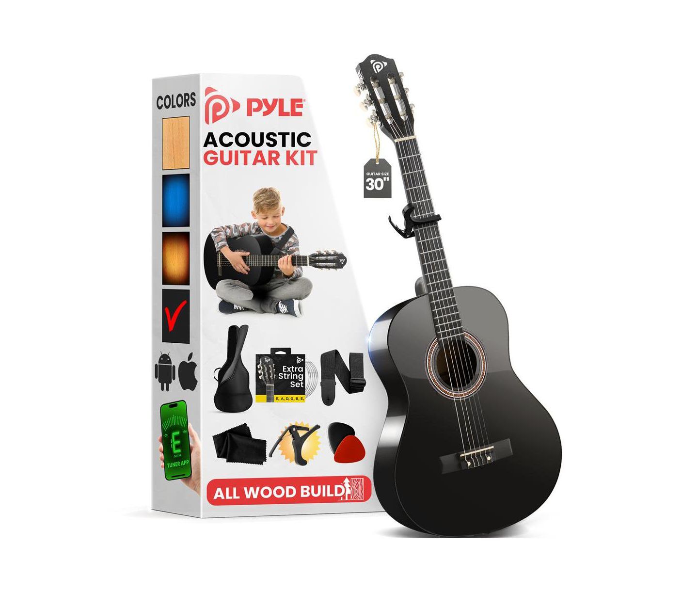 Детская игрушка Pyle Nylon-String Beginner Classical Guitar, Ages 4+, цвет: Чёрный — фото 1