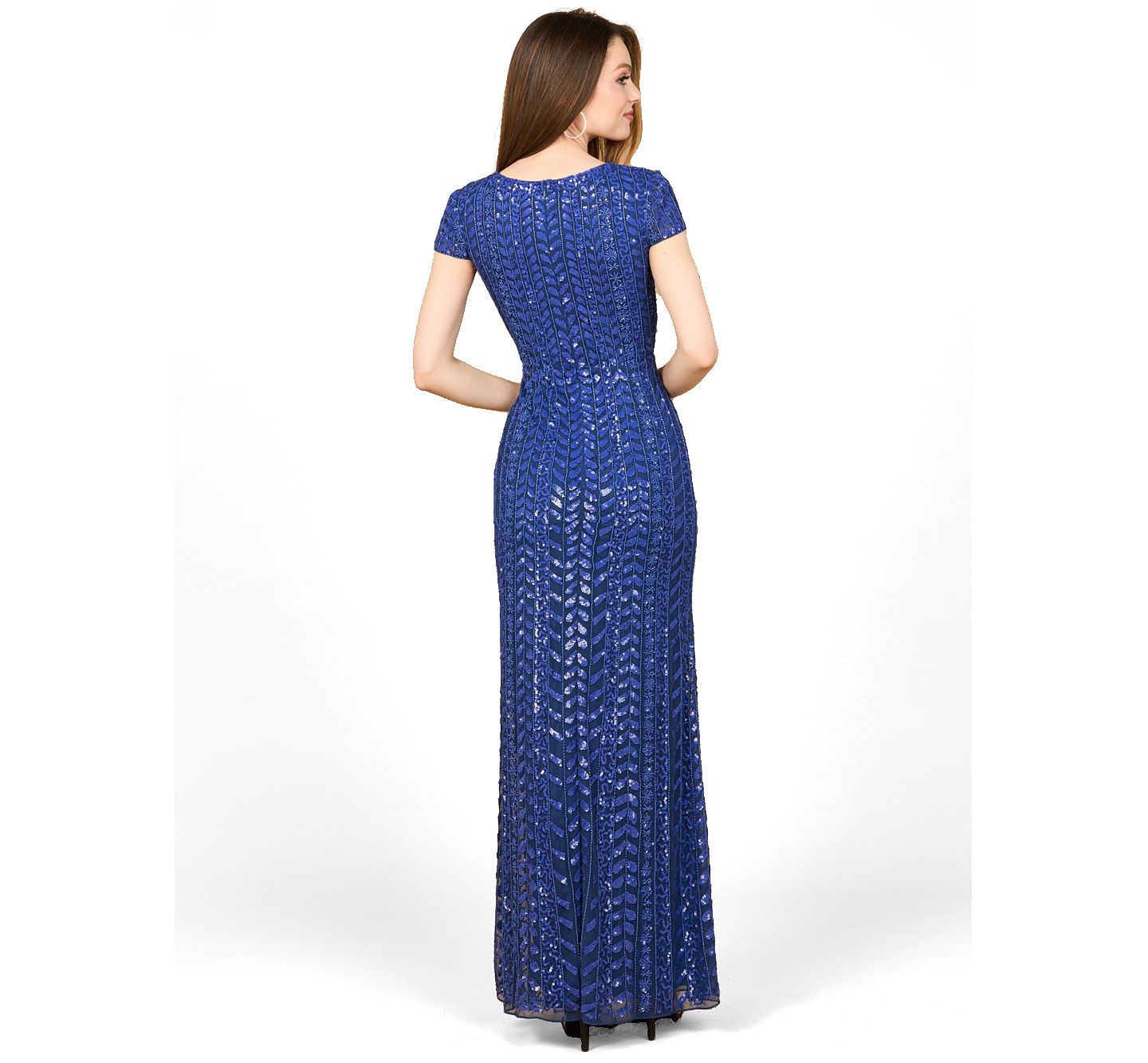 Женская кепка Lara Beaded Gown with Glamourous Cap Sleeves, цвет: Синий — фото 2