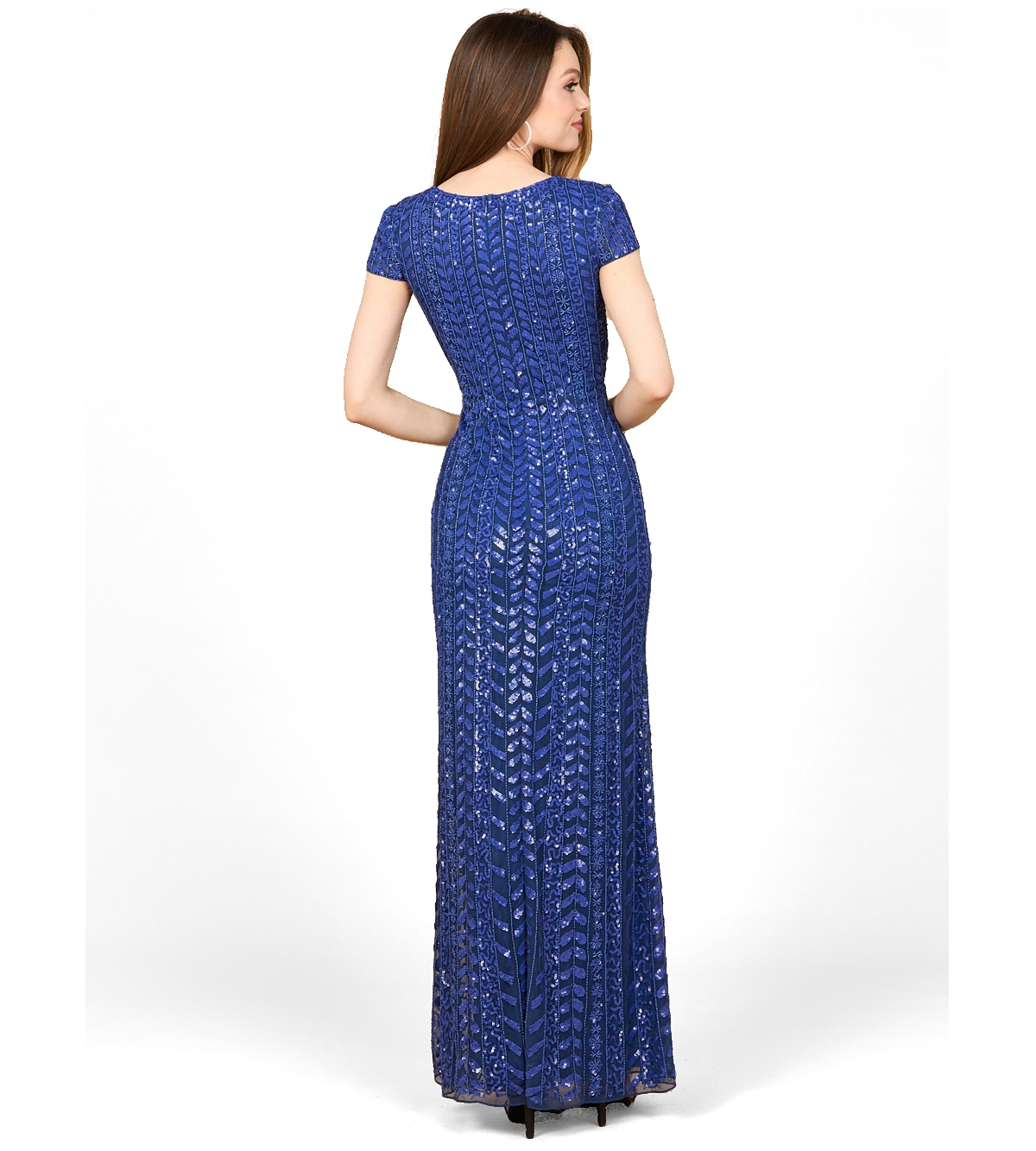 Lara Women's Beaded Gown with Glamourous Cap Sleeves