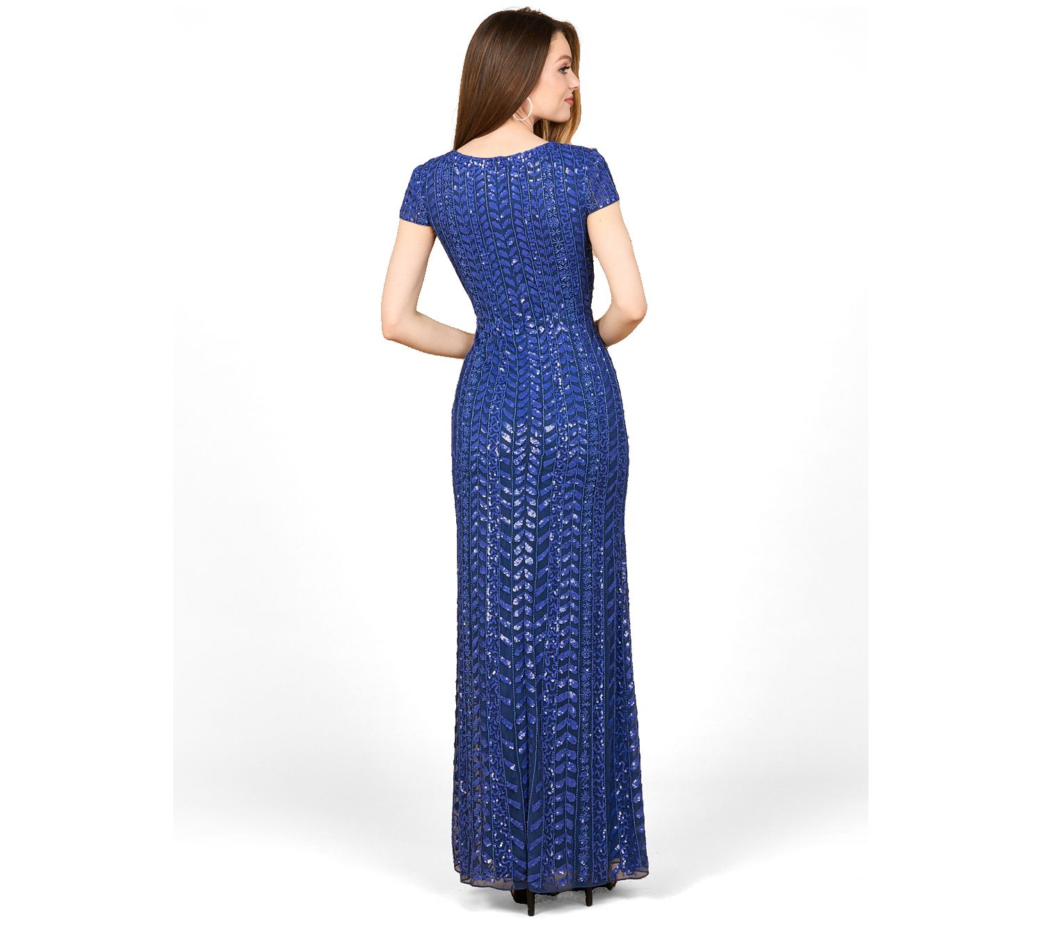 Women's Beaded Gown with Glamourous Cap Sleeves