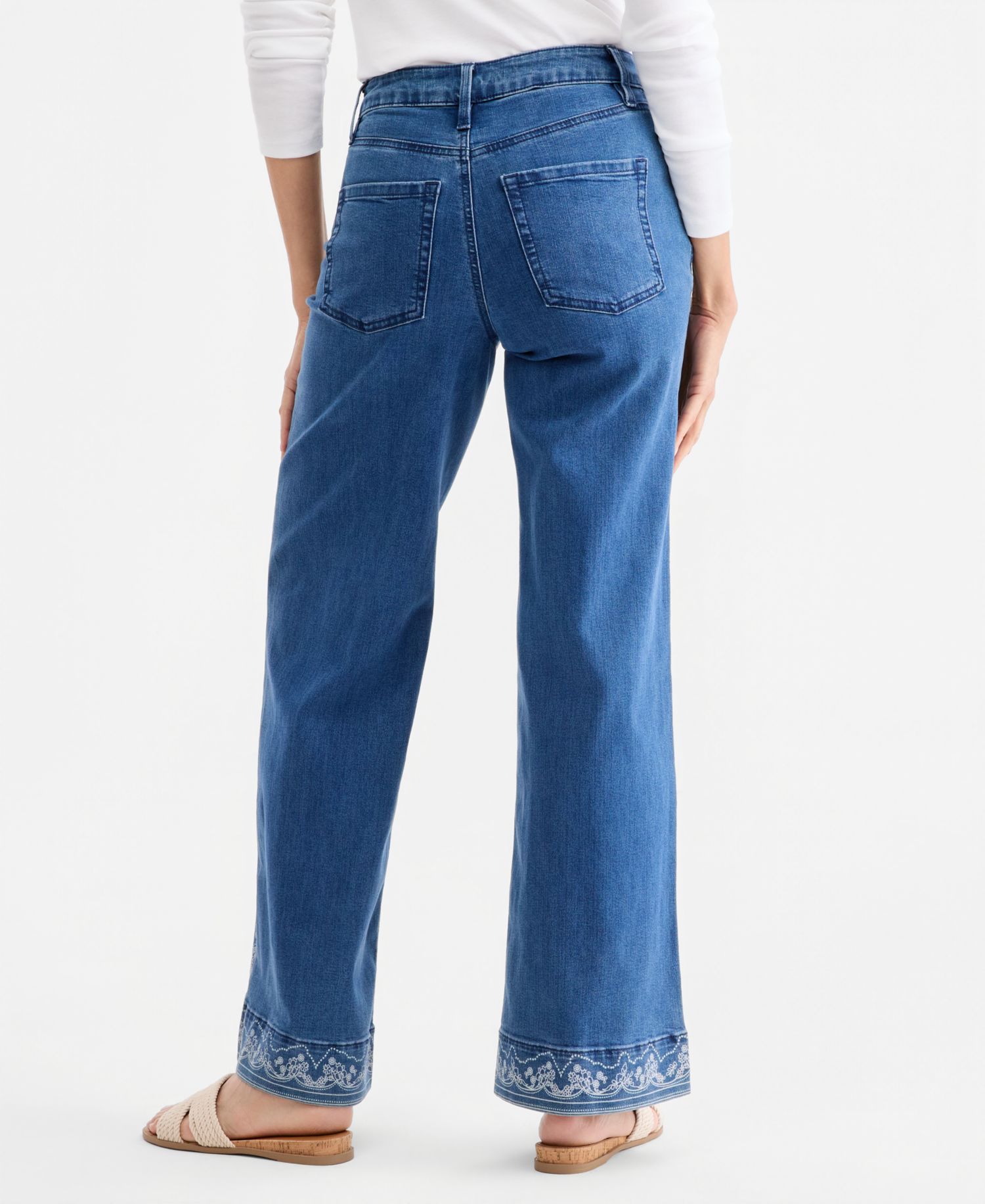 Women's Printed High-Rise Five-Pocket Wide-Leg Jeans