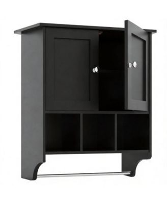 Medicine Cabinets, Space Saving Wall Cabinet with 2 Doors and Adjustable Towel Rack Shelves, Storage Saver for Bathroom