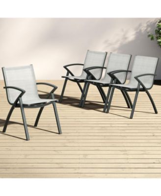 Modern Aluminum Outdoor Dining Chair- Quick-Dry Textilene- Ergonomic for Patio Poolside Restaurant