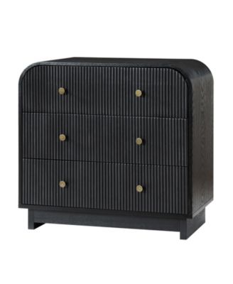 Melisa Modern  3-Drawer Fluted Curved End Table with Charging
