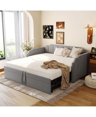 Chesterfield Faux Leather Sleeper Sofa with Nailhead Trim