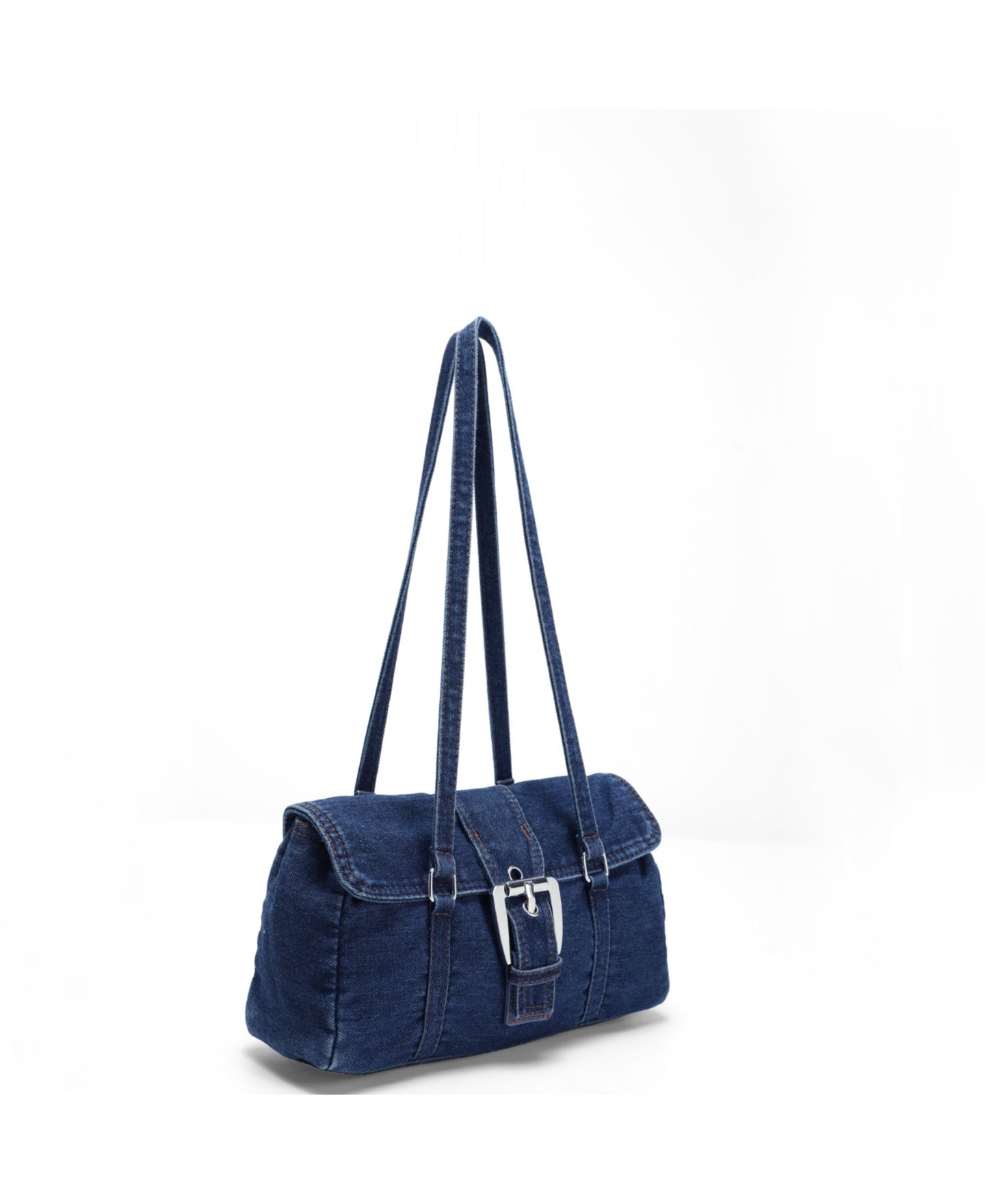 Женская сумка SUSU Denva Denim Baguette Shoulder for Women East West Handbag Buckle Detail Casual Chic Everyday Purse, цвет: Тёмная варка джинсовый / Индиго синий — фото 3
