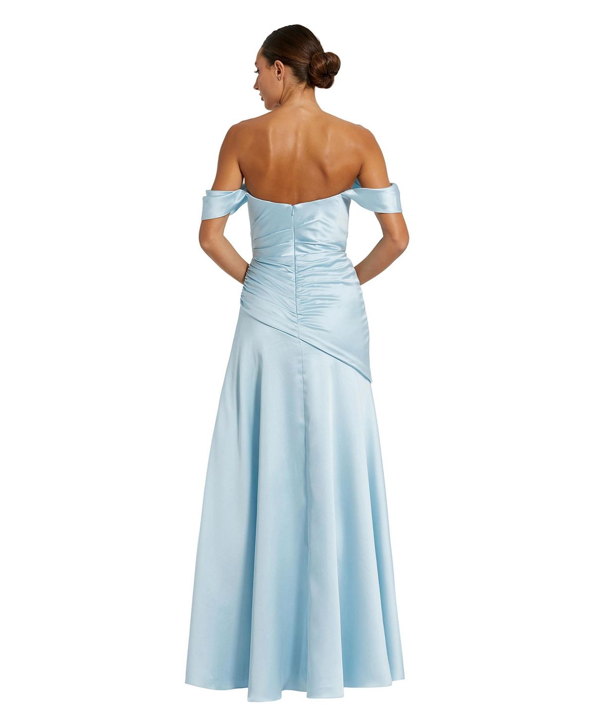 Mac Duggal Women's Off-Shoulder Satin Crossover Gown view 2 — MAYCSS fashion products