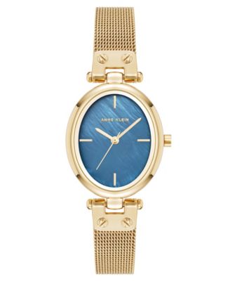 Women's Quartz Oval Gold-Tone Stainless Steel Mesh Watch 26mm