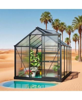 6.5 FT Wood Polycarbonate Cold Frame Greenhouse for Outdoor Garden Storage
